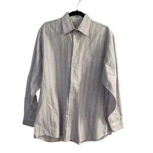 Men's Dress Shirt George Machado Zylos Platinum 16 34/35 Striped